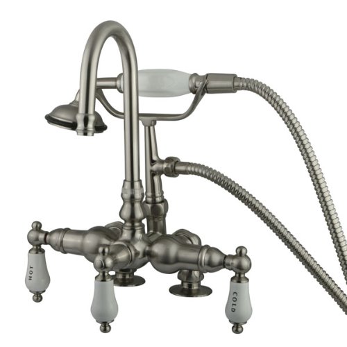Vintage Leg Tub Filler with Hand Shower and 2-Inch Risers, Satin Nickel