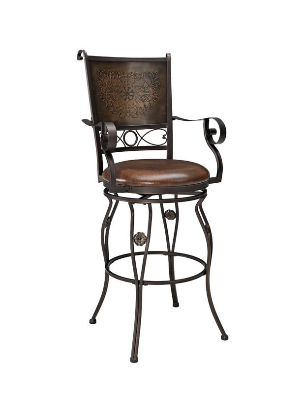Copper Stamped Back Barstool with Arms